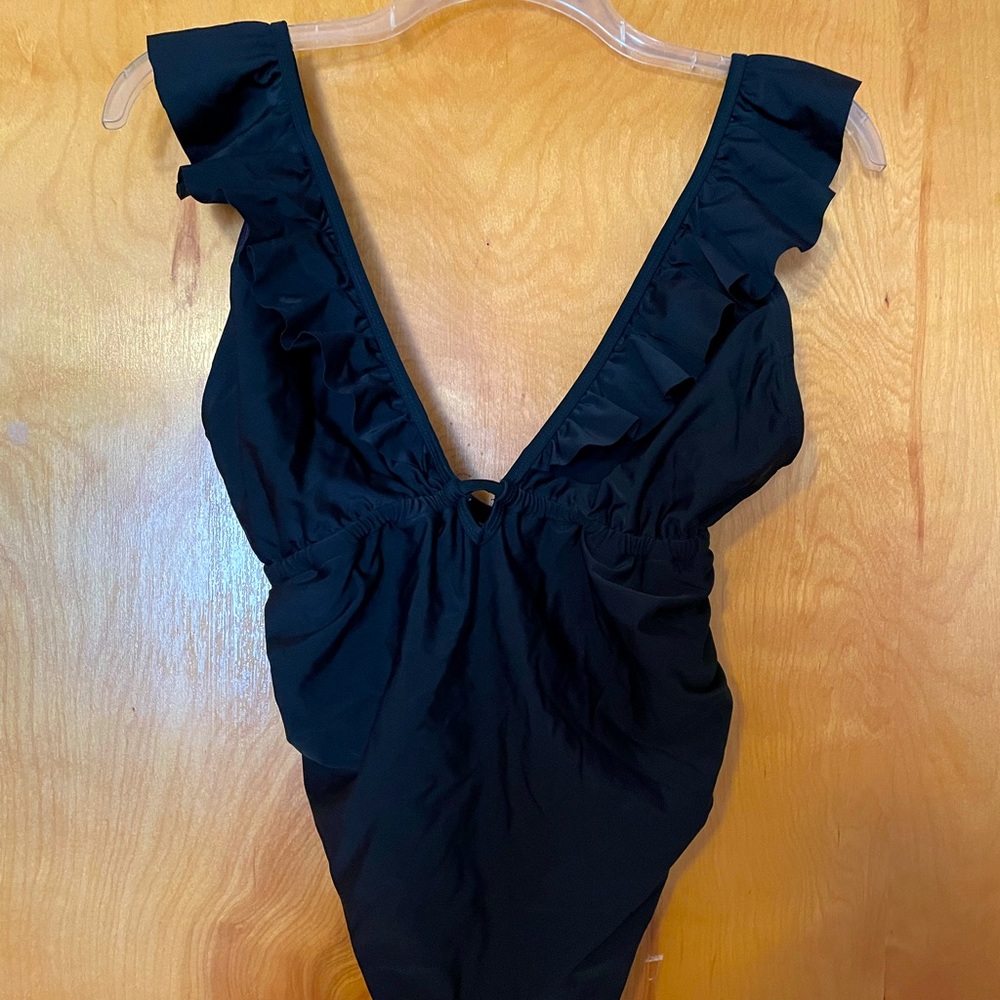 NEW PinkBlush maternity black one piece bathing suit